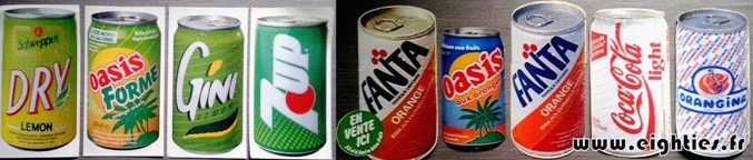 autocollants canettes de boisson des annees 80